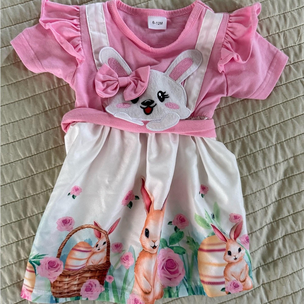 Pink and White Bunny Dress for Infants